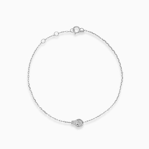 Bracelet en diamant avec deux anneaux entrelacés