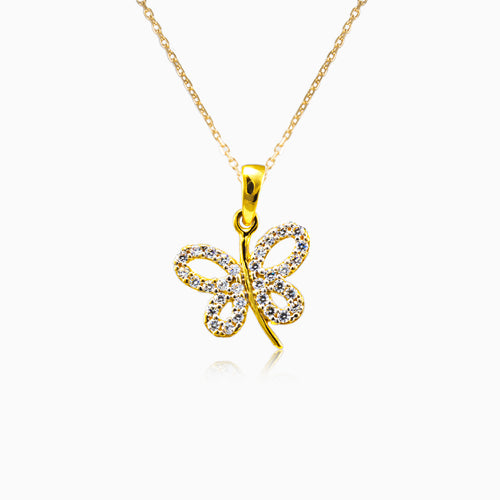 Zářivý zlatý motýl s kubickými zirkony