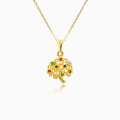 Gold tree of life with stones