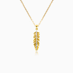 Gold feather pendant