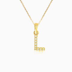Gold-Anhänger mit dem Buchstaben "L" und Zirkonias