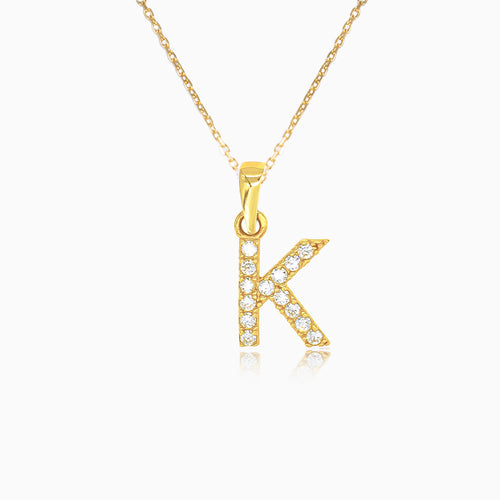 Pendentif en or de la lettre "K" avec zircons