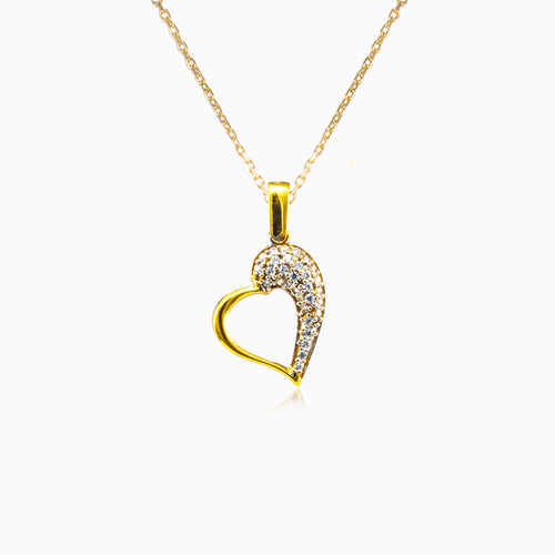 Zlaté srdíčko s kubickými zirkony na jedné straně