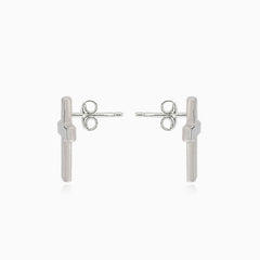 White gold cross earrings