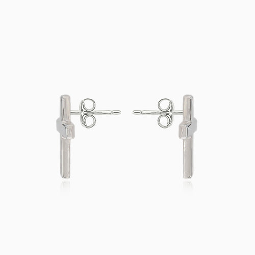 White gold cross earrings