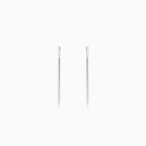 Boucles d’oreilles pendantes simples en or blanc