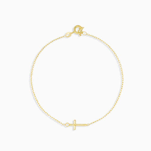 Minimalistisches Armband aus Gold mit Kreuz