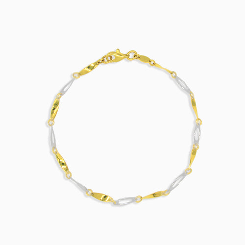 Two colored marquise gold plates bracelet