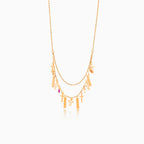 Roségold-Halskette mit zwei Ketten und Verzierungen