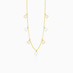Gold-Halskette mit zweifarbigen Herzen