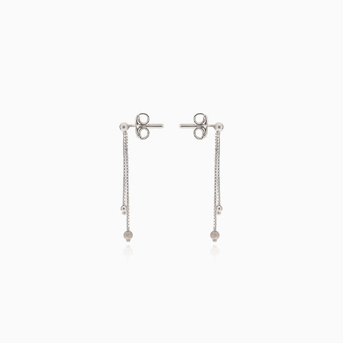 White gold Boucles d'oreilles en or blanc avec boules suspenduesearrings with a hanging balls