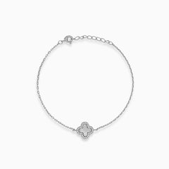 Silbernes Kleeblatt-Armband mit Perlmutt