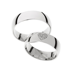 Bague de mariage massive en or blanc avec cœur