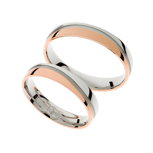 Eleganter Weiß- und Roségold-Ehering