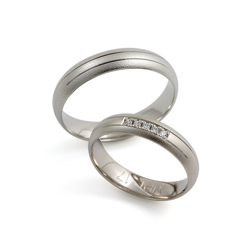 Klasický platinový snubní prsten s kameny nebo bez nich