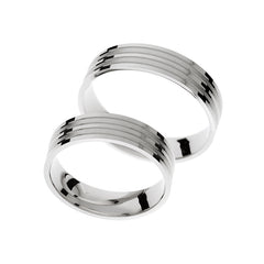 Bague de mariage en or blanc avec finition mate, brillante et polie.