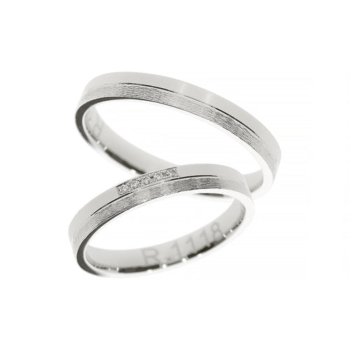 Anillo de oro blanco con acabado mate y pulido brillante