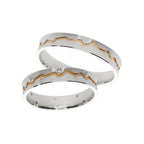 Weißgold-Ehering mit rosévergoldetem Kanal