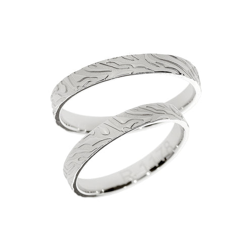 Bague de mariage en or blanc avec finition haute brillance et mate.