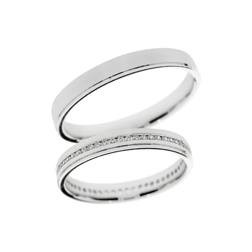 Anillo de boda de oro blanco con diamantes