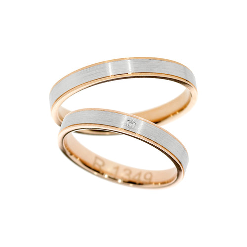 Bague élégante en or blanc et or rose 14 carats