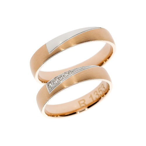 Quadratischer Ring aus Rosé- und Weißgold mit Dreiecksdesign