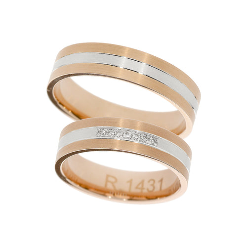 Quadratischer Ring aus Weiß- und Roségold