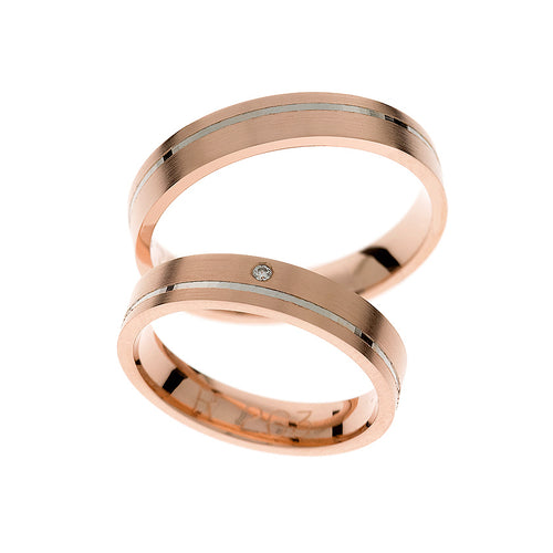Roségold- und Weißgold-Eheringe