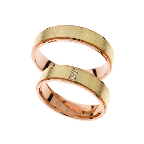 Bague de mariage en or rose et jaune avec design spécial