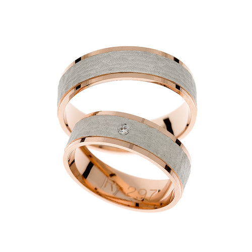 Breite Rosé-Weißgold-Eheringe