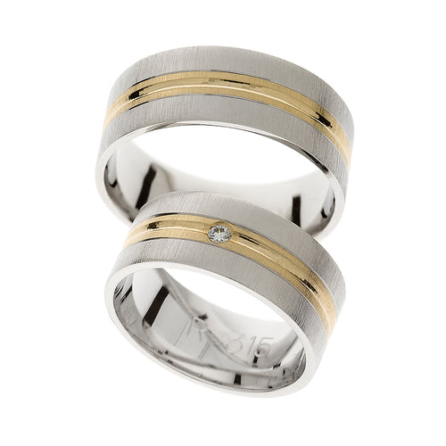 Elegante Hochzeitsringe aus Weiß- und Gelbgold