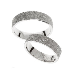 Sandblasted sparkly white gold wedding rings