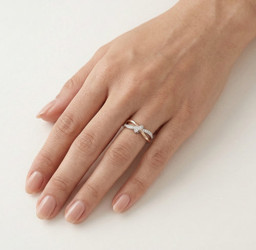 Two tone gold ring with diamonds