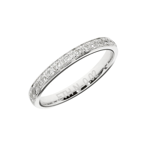 Klasický snubní prsten z bílého zlata s kameny