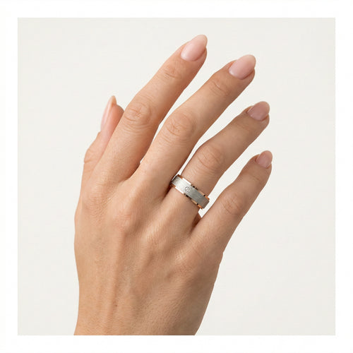 Breite Rosé-Weißgold-Eheringe