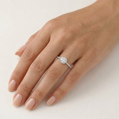 Silver ring with round cubic zirconia