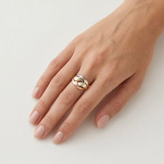 Twisted multitone gold ring