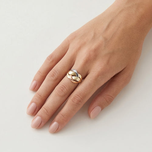 Twisted multitone gold ring