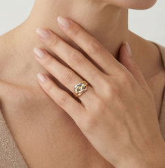 Twisted multitone gold ring