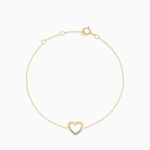 Jemný náramek srdce s diamanty