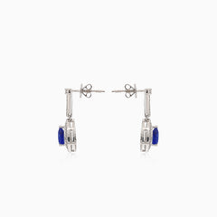 Boucles d’oreilles pendantes puzette en or avec diamant et saphir