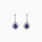 Boucles d’oreilles pendantes puzette en or avec diamant et saphir