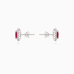 Ruby diamond white gold earrings