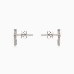 Cross white gold diamond earrings