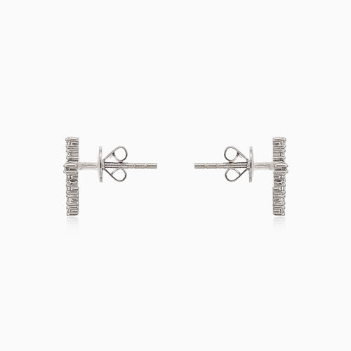 Cross white gold diamond earrings