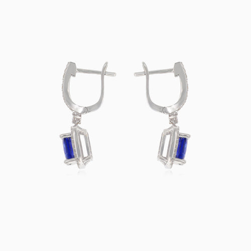 Náušnice z bílého zlata s diamanty a safíry