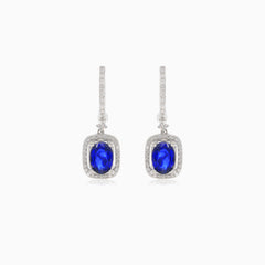 Náušnice z bílého zlata s diamanty a safíry