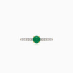Elegant round cut emerald and diamond ring