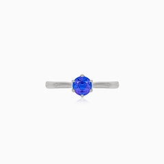 Simple white gold ring with tanzanite
