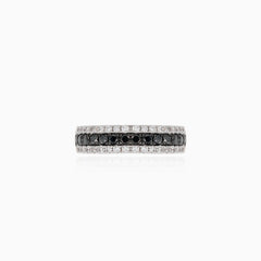 Black and white diamond gold ring